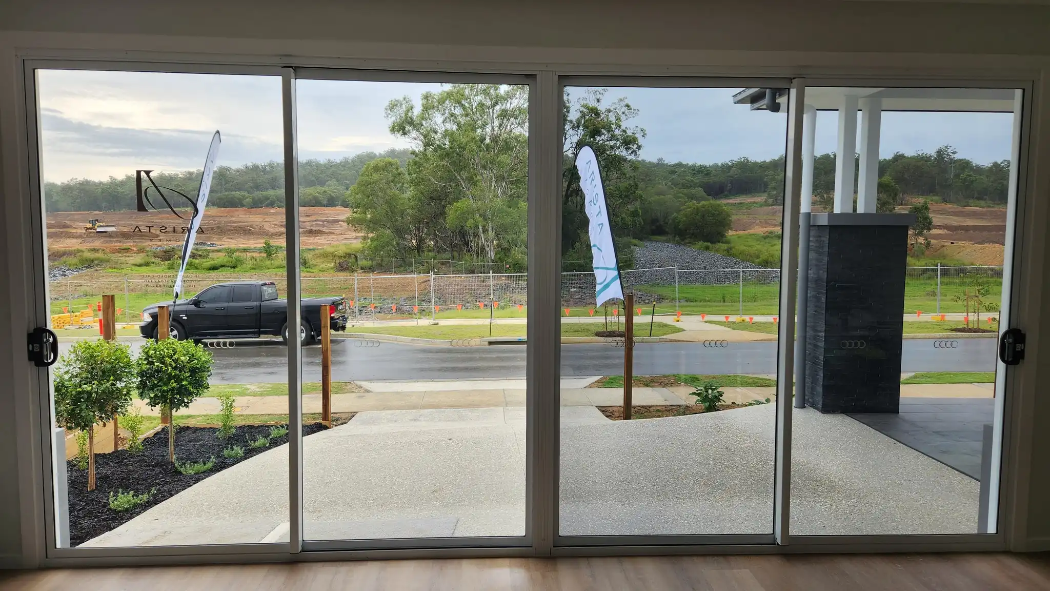 Home window tinting in Brisbane on large sliding glass doors with heat and glare reduction film installed by Glass Tinting Solutions